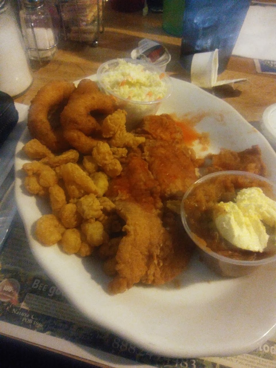 Catfish w Popcorn Shrimp Dinner